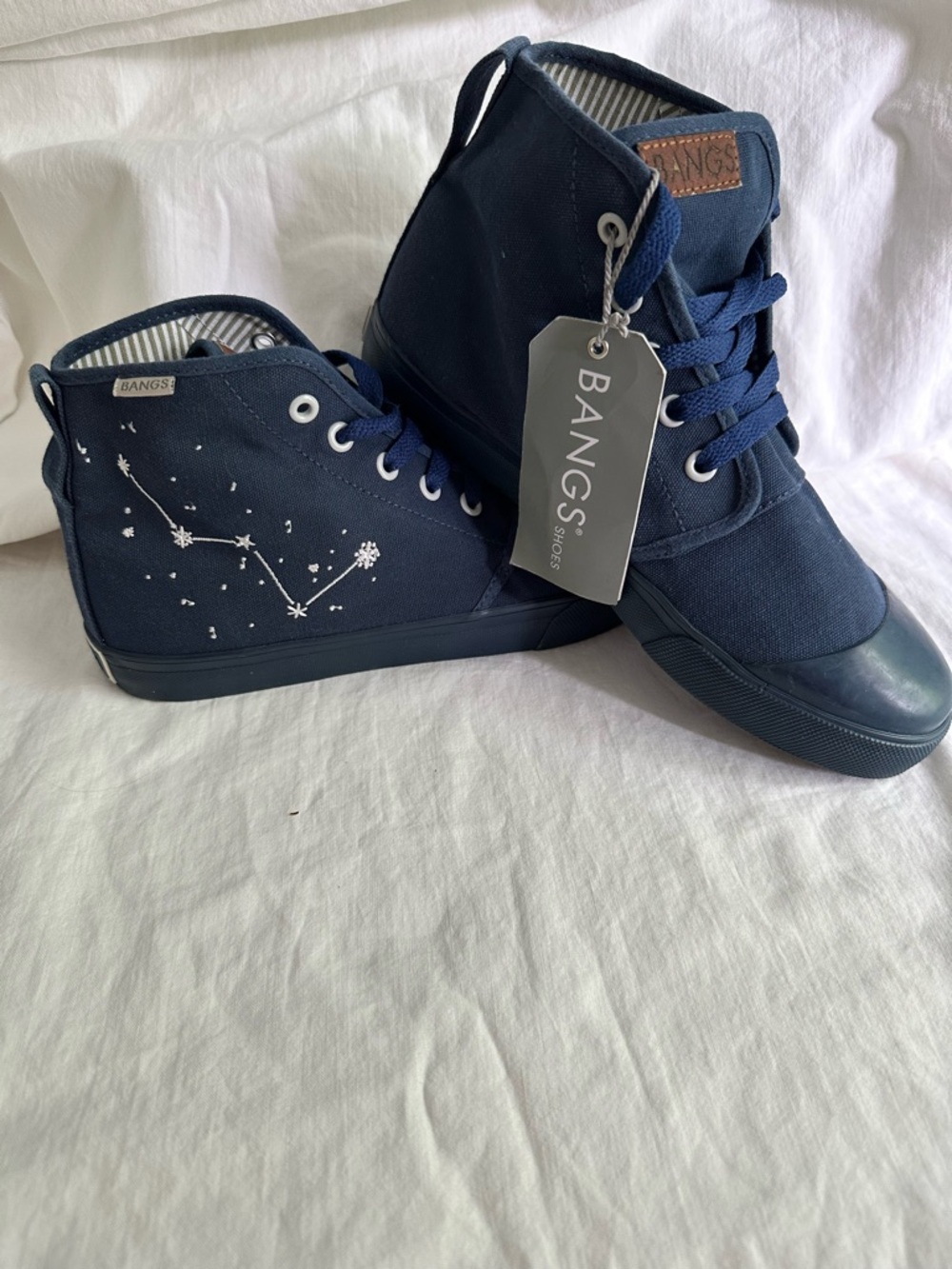 BANGS Stargazer Navy Canvas High Top Sneakers Constellation Embroidery NWT W8